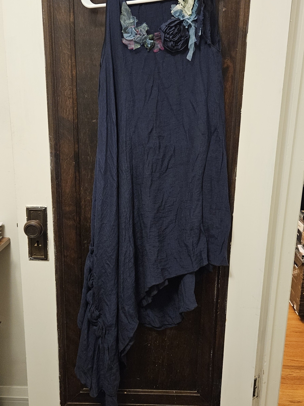 Blue Women's Asymmetrical Floral-Detail Dress Designer